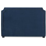 Intensedeco ? t�te de lit velours 180cm bleu fonc� ? d�cor clous tapissiers ? hauteur 120cm ? �l�gance ...