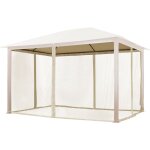 Moustiquaires (4 toiles) pour tonnelle de jardin toolport forest premium 3x4 m, couleur champagne