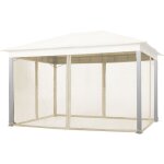 Moustiquaires (4 toiles) pour tonnelle de jardin toolport sunset premium 3x4 m, couleur champagne