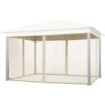 Moustiquaires (4 toiles) pour tonnelle de jardin toolport sunset classic 3x4 m, couleur champagne