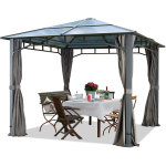 Pavillon de jardin 3x3 m impermable toit en polycarbonate alu deluxe tonnelle 8mm pavillon 4 cts partie ...