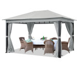 Carpasol - pavillon de jardin 3x4 m alu premium env. 220g / m� b�che imperm�able tonnelle 4 c�t�s tente ...