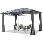 Pavillon de jardin 3x4 m impermable toit en polycarbonate alu deluxe tonnelle 8mm pavillon 4 cts partie ...