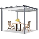 Toolport - primeyard pergola 3x3 m pavillon avec toit r�tractable gris - construction en acier