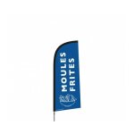 Interface plv - drapeau publicitaire moules frites de dimensions 225 x 85 cm avec mât Interface plv - drapeau publicitaire moules frites de dimensions 225 x 85 cm avec mât