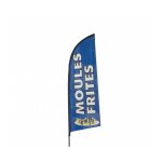 Interface plv - drapeau publicitaire moules frites de dimensions 225 x 85 cm avec mât Interface plv - drapeau publicitaire moules frites de dimensions 225 x 85 cm avec mât