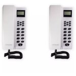 Interphone de bureau sans - fil 300 m�tres - 2 stations d'appel blanches aliment�es et / ou autonomes ...