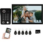 Interphone vid�o filaire pour appartement, sonnette vid�o 1080p avec moniteur tactile de 25, 4 cm, prend ...
