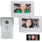 Interphone vid�o ip wifi elro dv477ip2 pour 2 familles avec �cran couleur 2x7 pouces et vue en direct ...