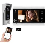 Interphone vid�o, sonnette vid�o wifi avec moniteur, sonnette filaire de 7 pouces, cam�ra hd 1080p, support ...