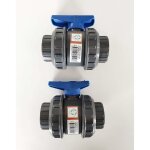 Interplast - lot de 2 vannes modle 2020 40mm  coller double union dmontable 4cm / 40 mm pn16 pvc pression ...