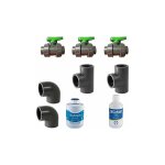 Interplast - kit bypass 50mm 3 x vannes 50mm / 2 x t� 50mm / 2x coudes 50mm / 1 x colle pvc / 1 x d�capant ...