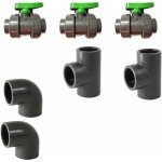 Interplast - pvc pression kit bypass 50mm 3 x vannes 50mm / 2 x t 50mm / 2x coudes 50mm