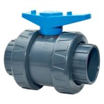Vanne double union poigne bleue pvc pression  50 mm - fitt