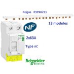 Schneider electric - interrupteur diffrentiel resi9 xp 2p 63a 30ma type ac + peigne 13 m - schneider ...