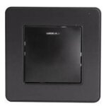 Interrupteur simple complet va et vient � voyant 10a - m�tal noir bross� - kouro zenitech