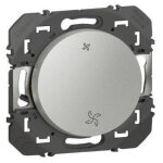 Interrupteur de vmc 2 vitesses 1 poste 2 modules avec support + enjoliveur gris finition alu sans plaque ...