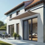 Intersun - store banne coffre int�gral cinabre 3, 00x2, 00 m (manuelle - blanc satin� ral9010 - taupe) ...
