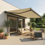 Intersun - store banne coffre int�gral hevoa 4, 00x3, 00 m (motoris� secours � t�l�commande - gris anthracite ...