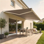 Intersun - store banne coffre int�gral hevoa 6, 00x3, 50 m (motoris� secours � t�l�commande + led - blanc ...