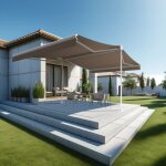 Intersun - store banne double pente enargite 4, 00x2x3, 00 m (manuelle - blanc satin ral9010 - taupe) ...