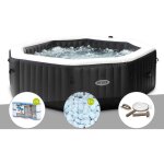 Kit spa gonflable intex purespa carbone octogonal bulles et jets 6 places + 12 filtres + 5 kg de sel ...