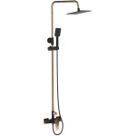 Invena - colonne de douche carr�e, effet pluie, midnight, noir / or