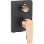 Invena - robinet douche avec mitigeur douchette / bouton de pluie laiton noir / or
