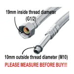 Invena - tuyau flexible d'alimentation pour robinet 1 / 2 x m10x1 de longueur 40cm