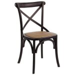 Bizzotto - chaise bistrot 50, 5x52x87 cm en bois noir et rotin naturel - knei