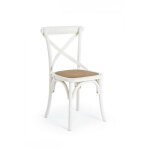 Bizzotto - chaise bistrot 50, 5x52x87 cm en bois blanc et rotin naturel - knei