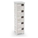 Webmarketpoint - commode de salle de bain en bois blanche 25 x 25 x 94 h 5 tiroirs