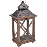 Vacchetti - lanterne rectangulaire en bois de noyer bronze cm23x17h45
