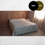 Webmarketpoint - lit double poppy en fer forg noir dor