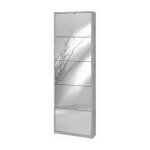 Sarmog - meuble à chaussures mince avec cinq portes miroir beton cemento 63x18x h190 cm Sarmog - meuble à chaussures mince avec cinq portes miroir beton cemento 63x18x h190 cm