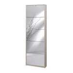 Sarmog - meuble � chaussures mince avec cinq portes en miroir orme clair 63x18x h190 cm