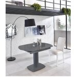 Sololed - table extensible kyoto en verre tremp gris jusqu' 180 cm