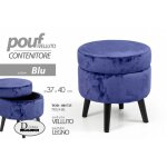 Webmarketpoint - tabouret en tissu velours avec pieds en bois pouf bleu