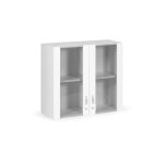 Argonauta - vitrine blanche 2 portes en bois mlamin h. 72x80x32 cm