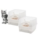 Iris ohyama, 2 pack, bac � liti�re pour chat avec c�t�s hauts, pas de d�versement de liti�re, bord haut ...