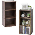 Iris ohyama, etag�re de rangement, lot de 2 meubles de rangement, biblioth�que, cx - 3, marron