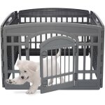 Iris ohyama, parc pour chien int�rieur, ext�rieur avec 4 panneaux & porte verrouillable, h60cm, gris ...
