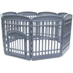 Iris ohyama, parc pour chien int�rieur, ext�rieur avec 8 panneaux & porte verrouillable, h80cm, gris, ...