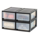 Iris ohyama, tiroir de rangement, tour de rangement plastique bureau, lot de 4, msd - 1, noir