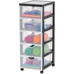 Iris ohyama, tour de rangement, organisateur plastique, 5 tiroirs de 5 l, poignes ergonomiques, roues, ...