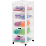 Iris ohyama, tour de rangement, organisateur plastique, 5 tiroirs de 5 l, poignes ergonomiques, roues, ...