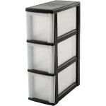 Iris ohyama, tour de rangement, organiseur, 3 tiroirs de 10 l, avec roues, tiroirs transparents, bureau, ...