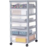 Iris ohyama, tour de rangement plastique sur roulettes a4, 6 petits tiroirs, gris recycl�, dc - 360