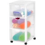 Iris ohyama, tour de rangement  roulettes en plastique, 3 grands tiroirs, blanc, dddc - 303