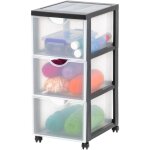 Iris ohyama, tour de rangement  roulettes en plastique, 3 grands tiroirs, noir, dddc - 303